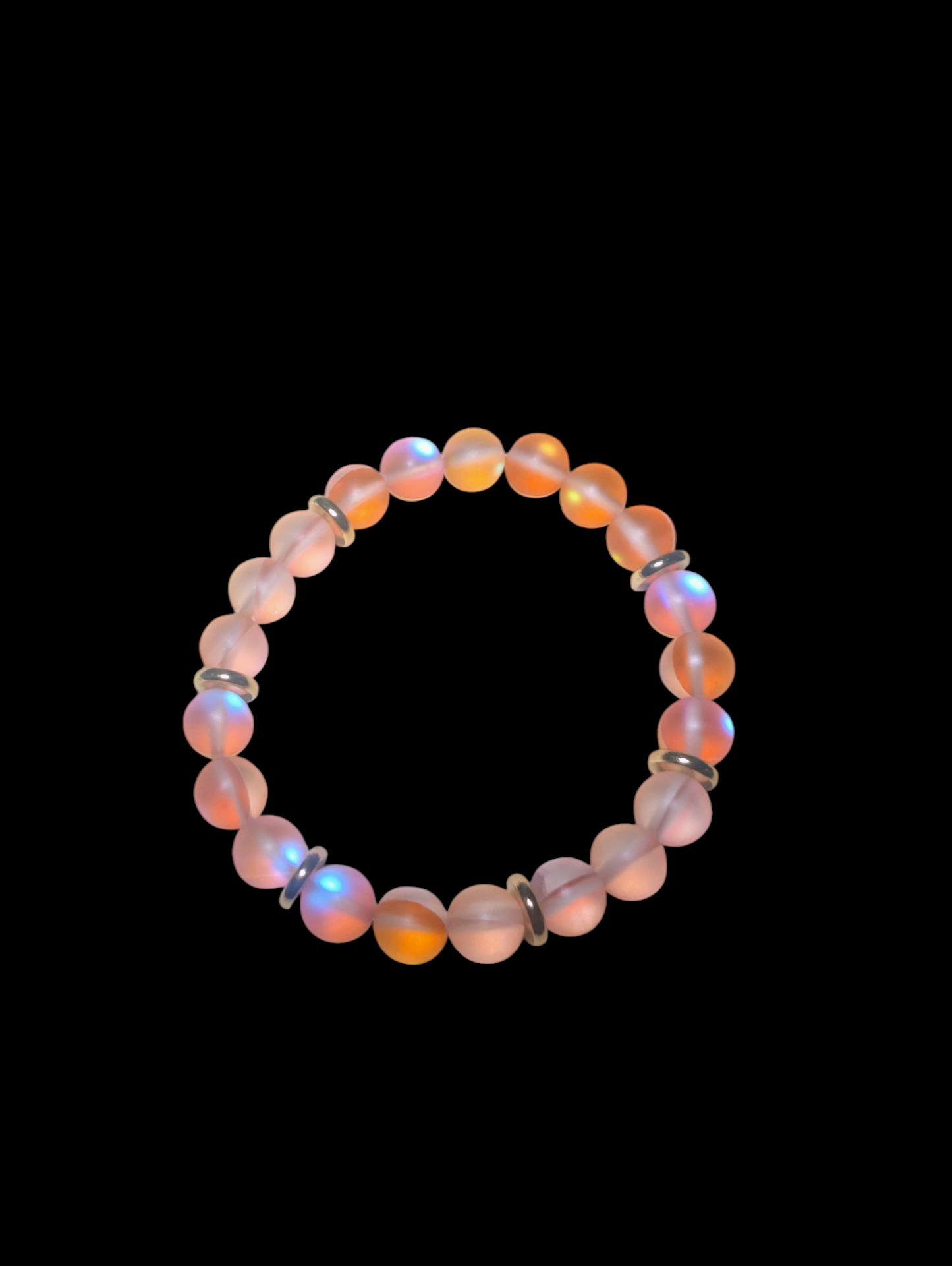 Synthetic Moonstone 18k Gold Spacer Stone Bracelets (8mm)