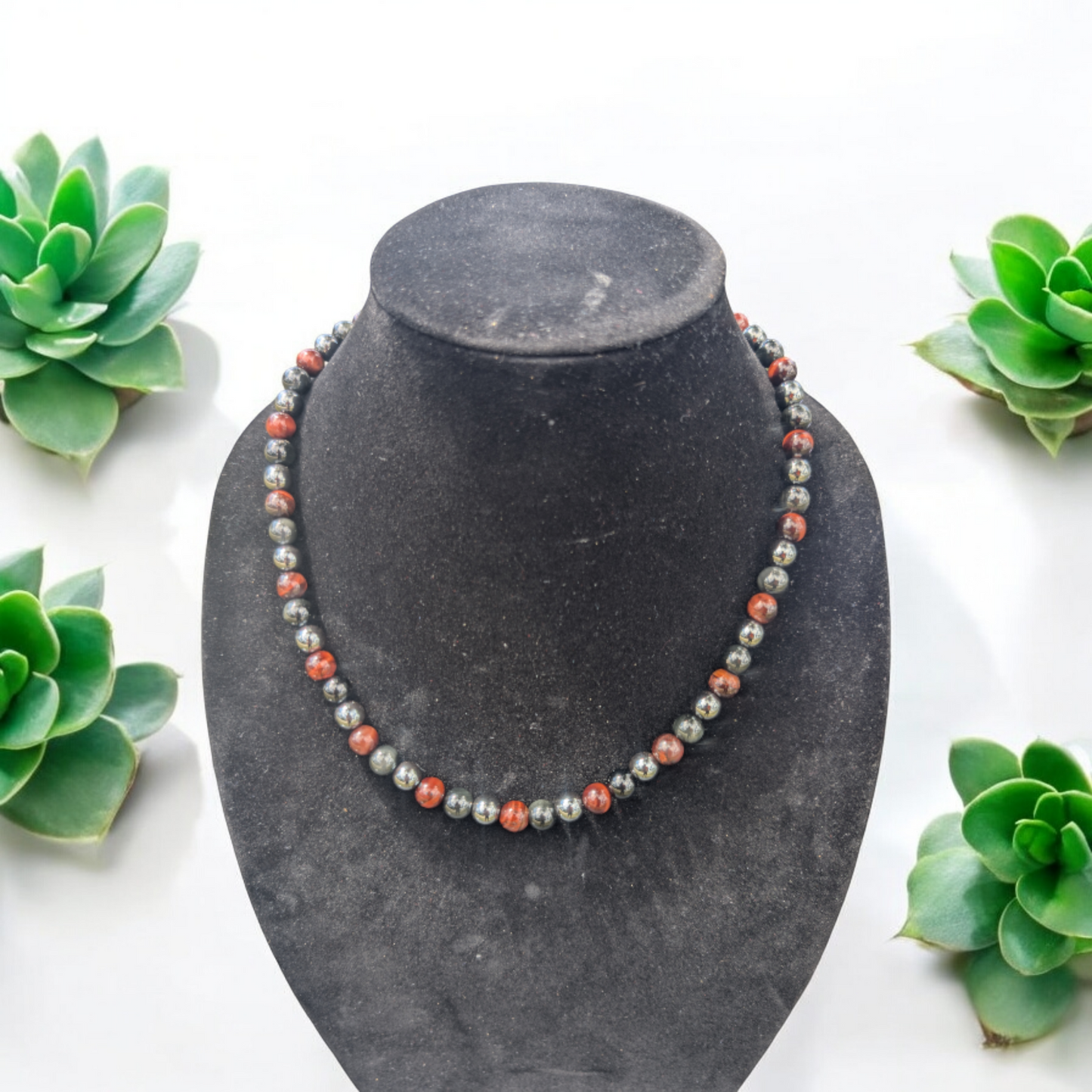 Triple Protection Tiger Eye, Hematite, Obsidian Stone Necklace (8mm)