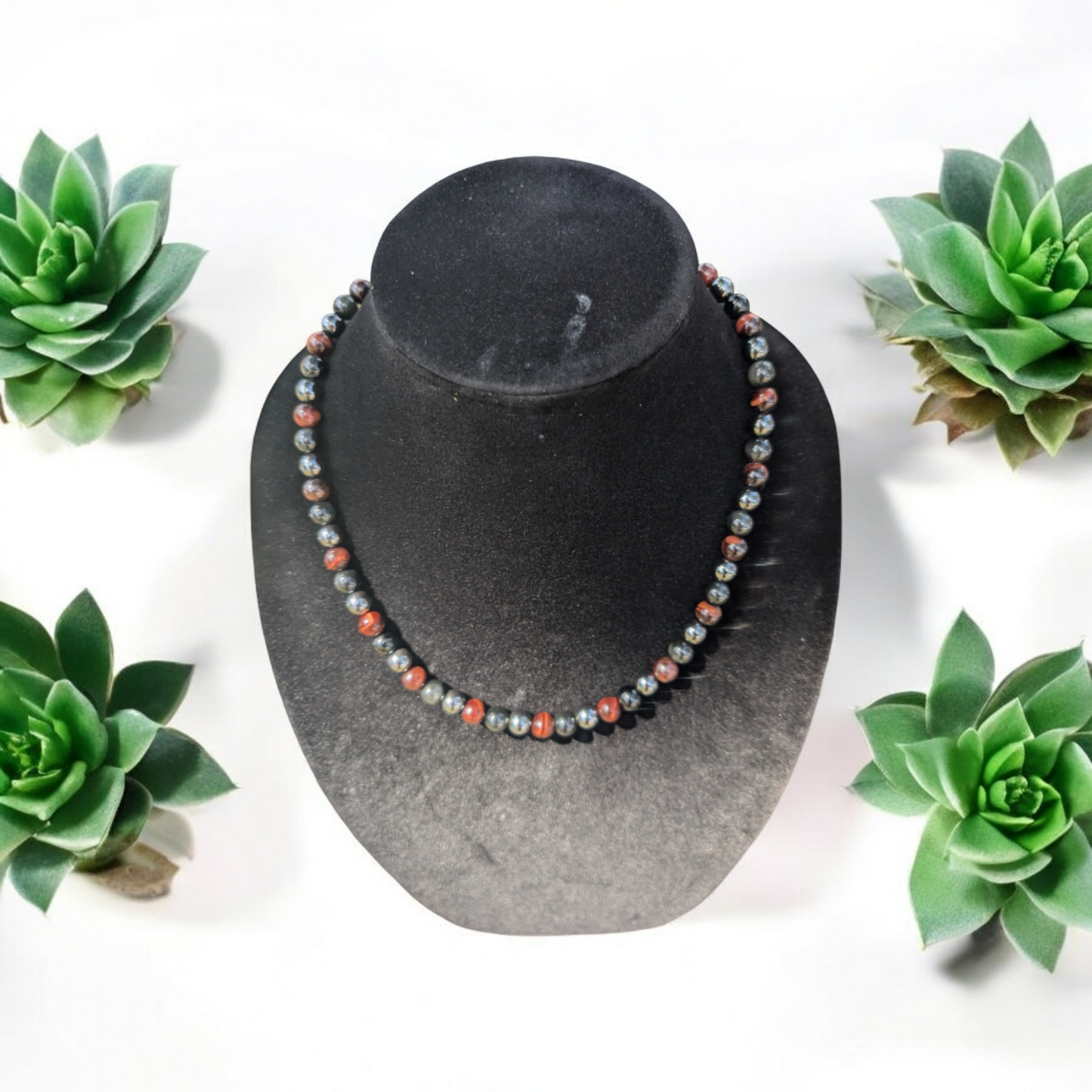 Triple Protection Tiger Eye, Hematite, Obsidian Stone Necklace (8mm)