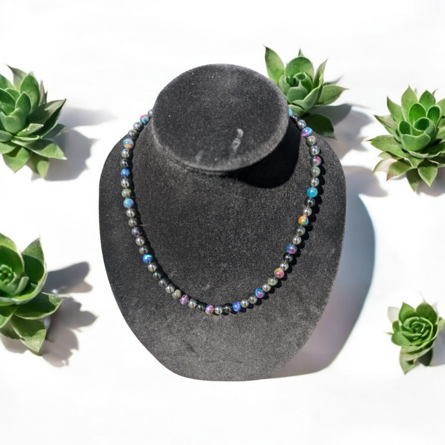 Triple Protection Tiger Eye, Hematite, Obsidian Stone Necklace (8mm)