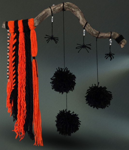 Halloween Orange Spider Wall Hanging 17" W 20.5" L