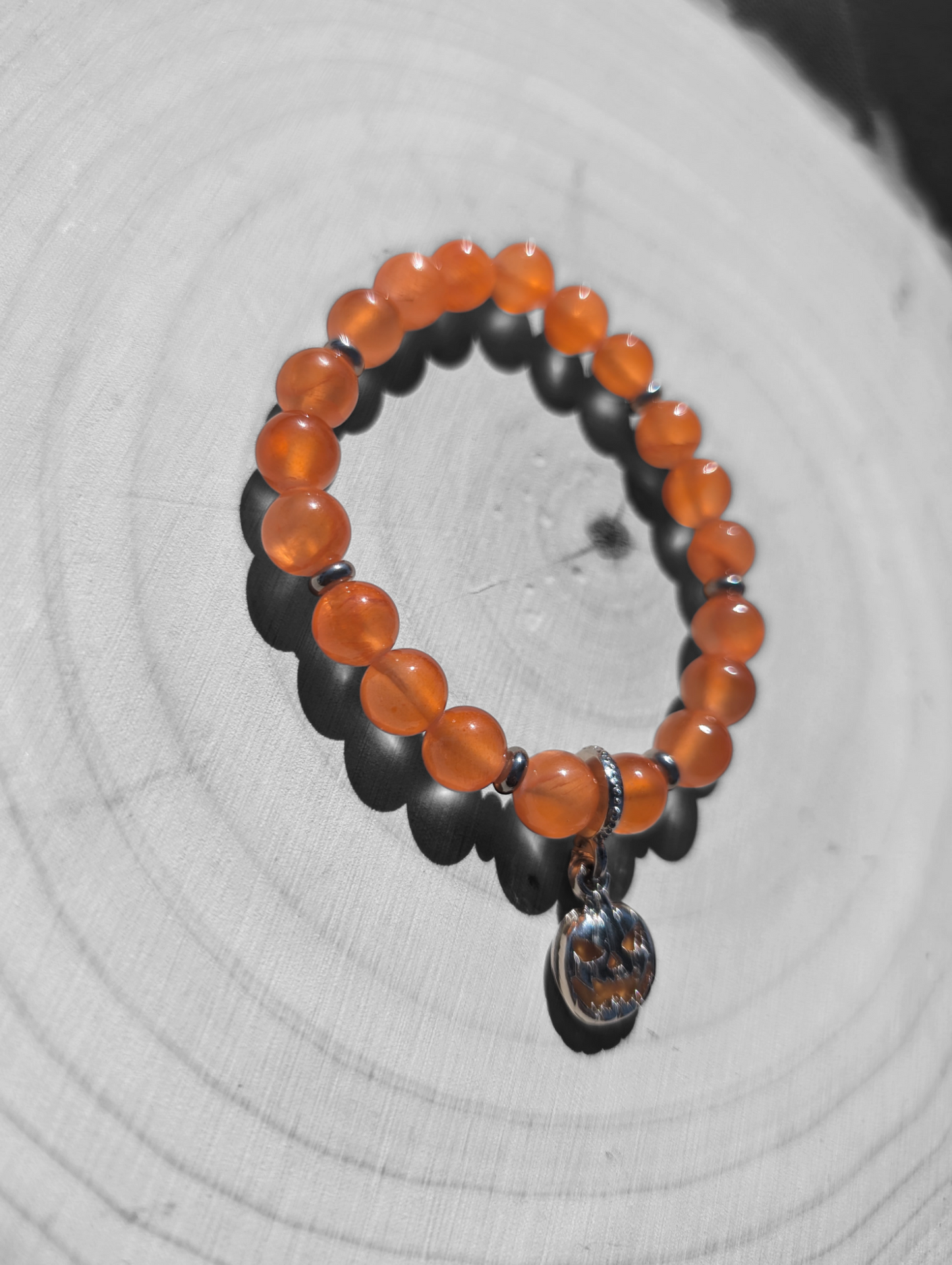 Ghost and Pumpkin Stone Bracelet (8mm)