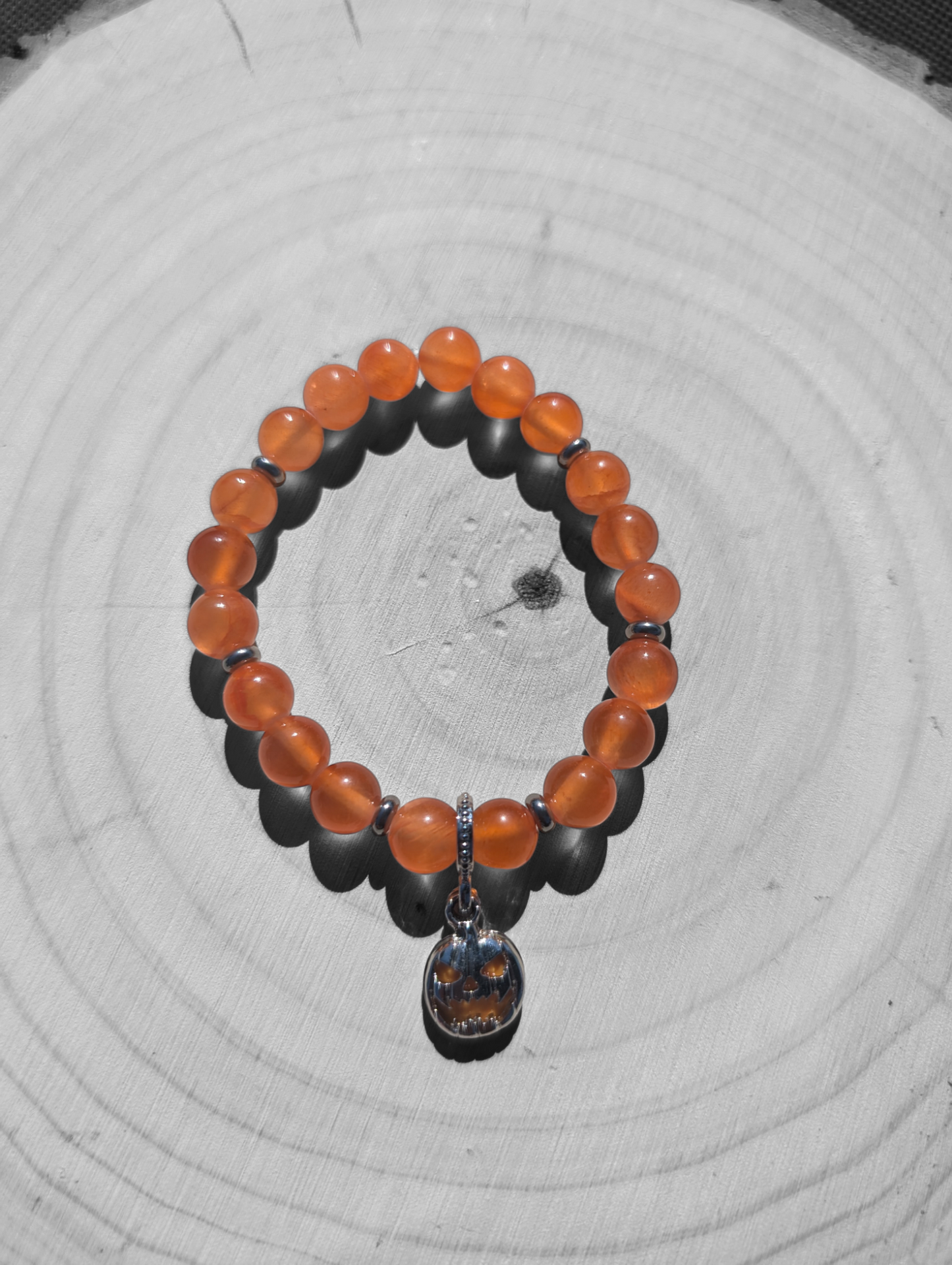 Ghost and Pumpkin Stone Bracelet (8mm)