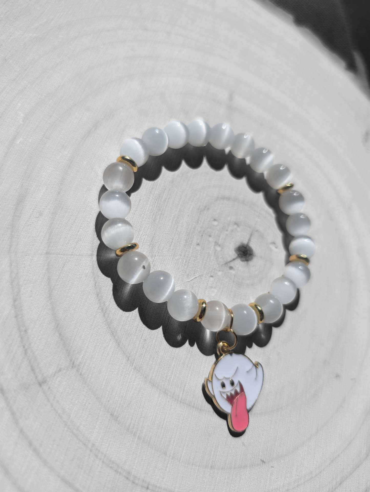 Ghost and Pumpkin Stone Bracelet (8mm)