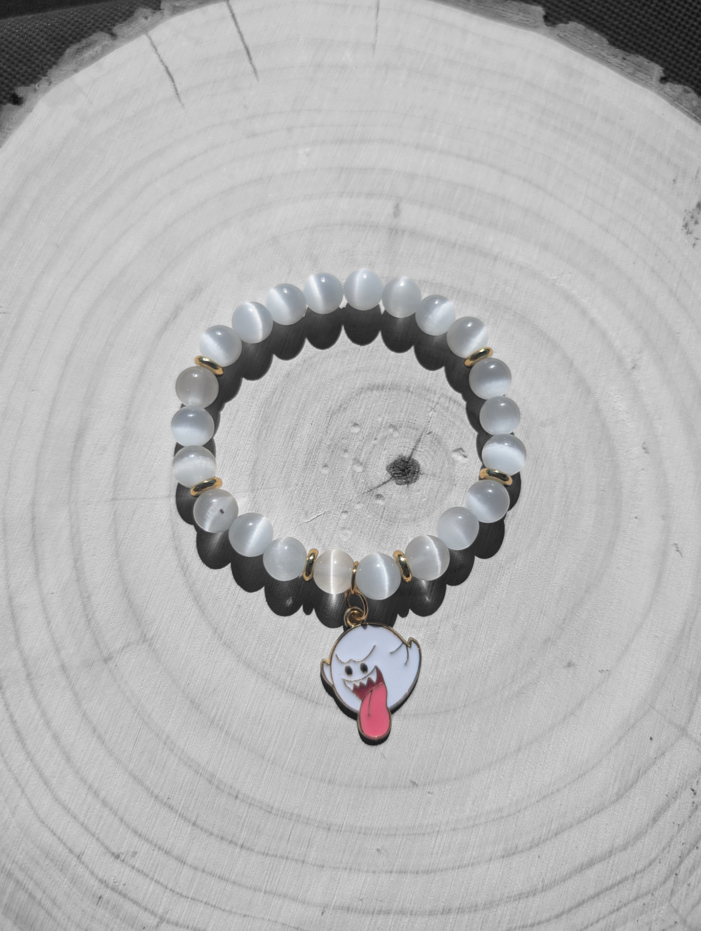Ghost and Pumpkin Stone Bracelet (8mm)