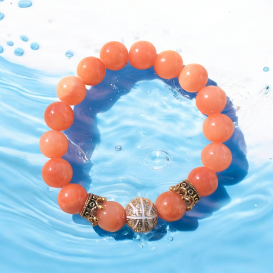 Basketball Orange Jade Stone Bracelet (10mm)
