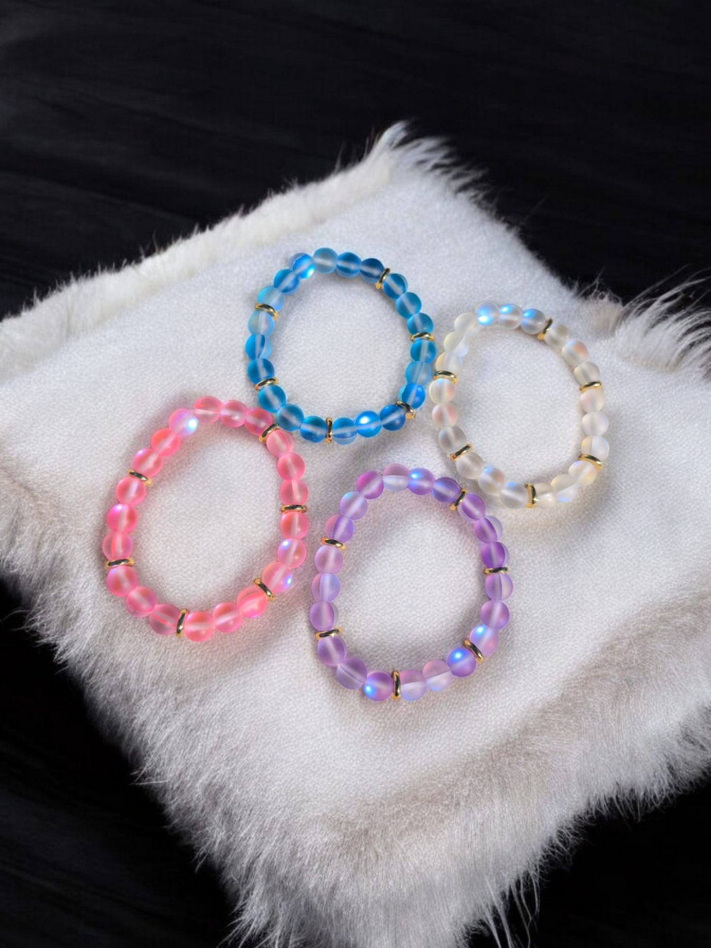 Frosted Synthetic Moonstone Bracelet Collection (8mm)