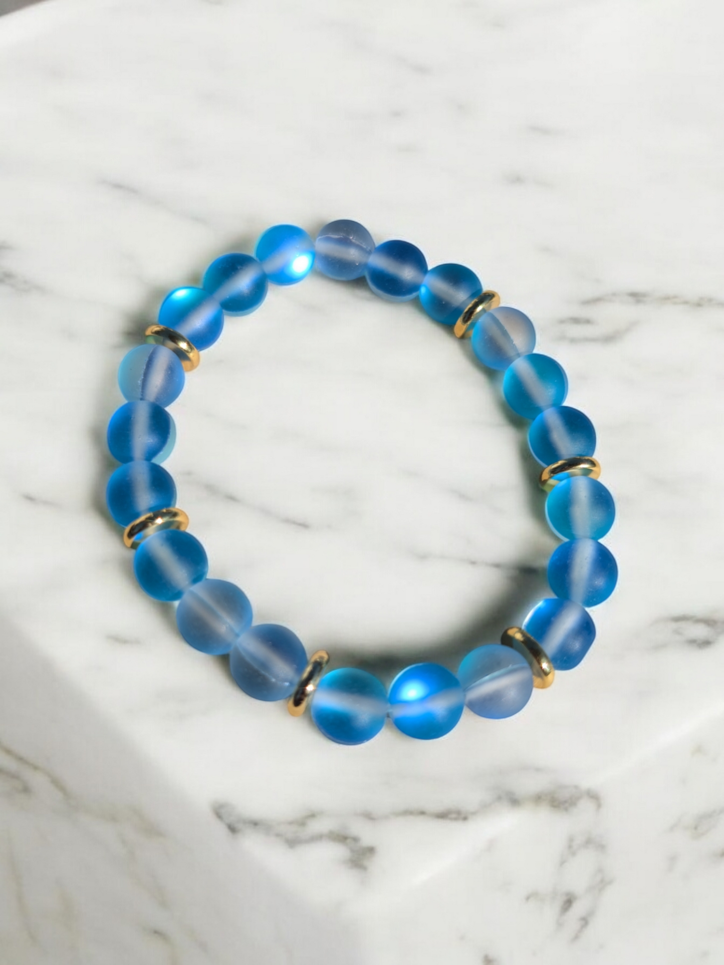 Frosted Synthetic Moonstone Bracelet Collection (8mm)