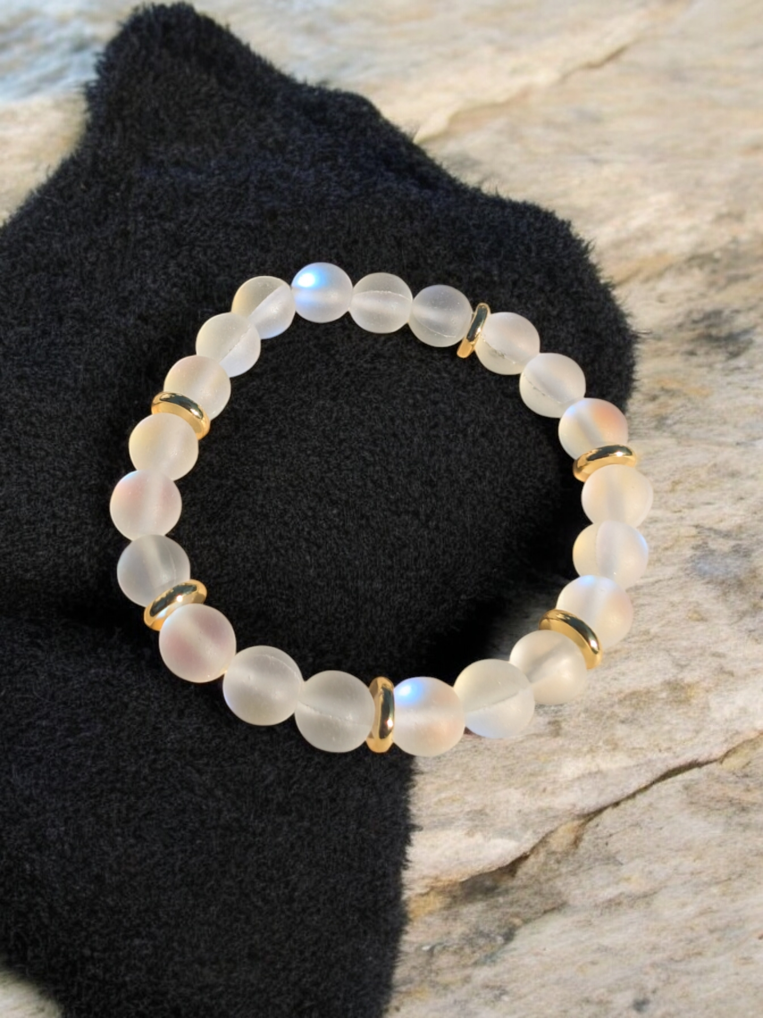 Frosted Synthetic Moonstone Bracelet Collection (8mm) – Galaxy Frosted Synthetic Moonstone Bracelet Collection (8mm) – Galaxy