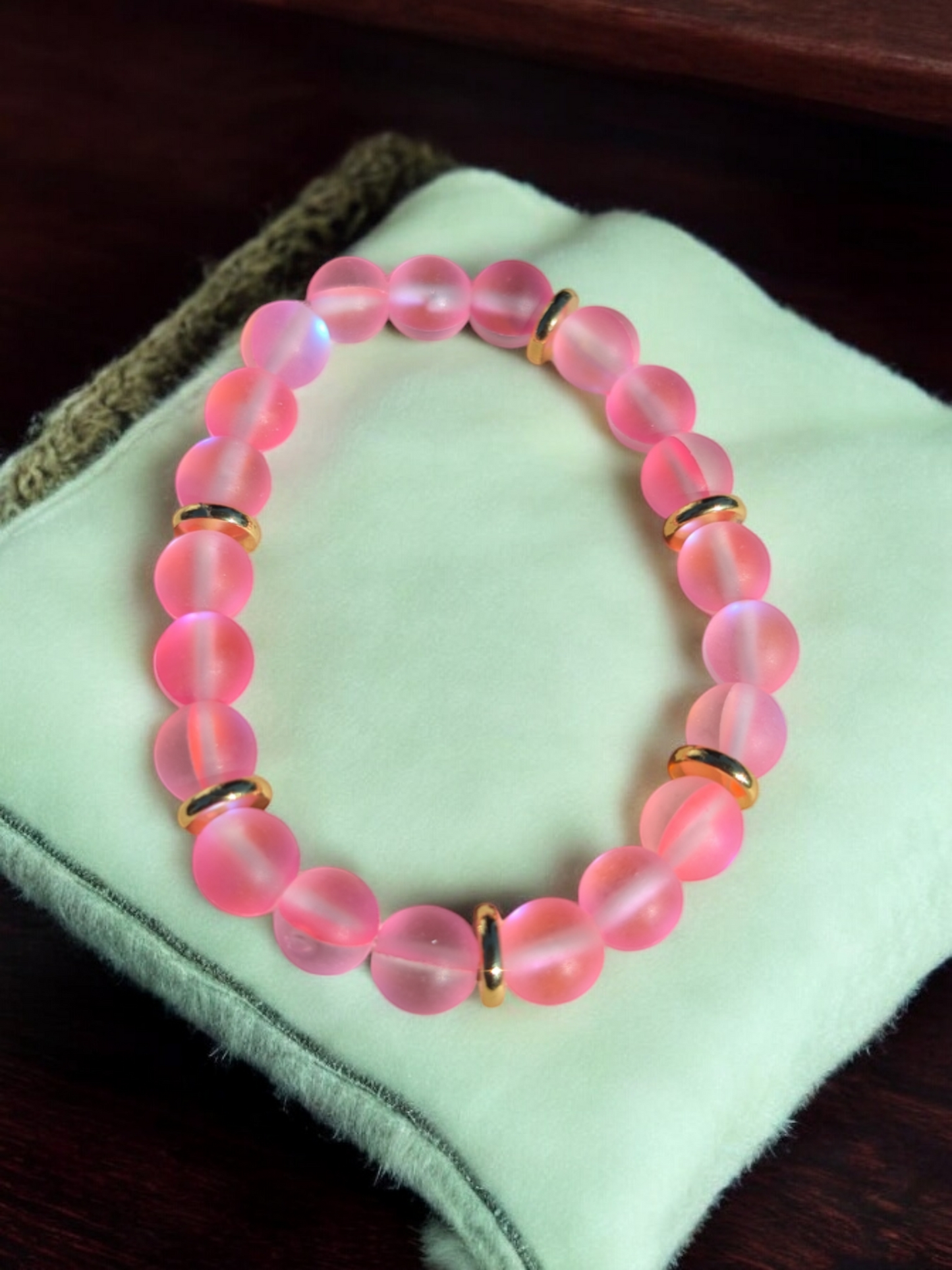Frosted Synthetic Moonstone Bracelet Collection (8mm)