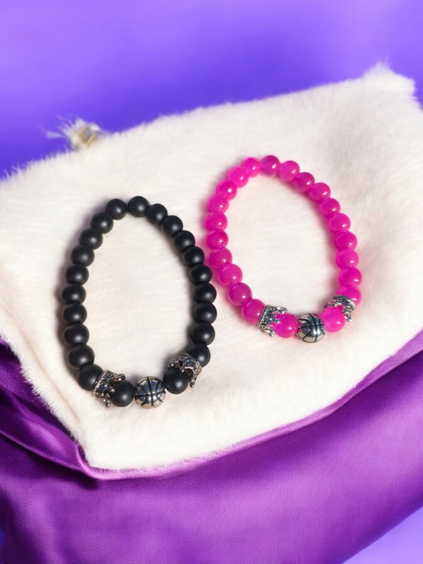 His & Hers Basketball Stone Bracelet (8mm)