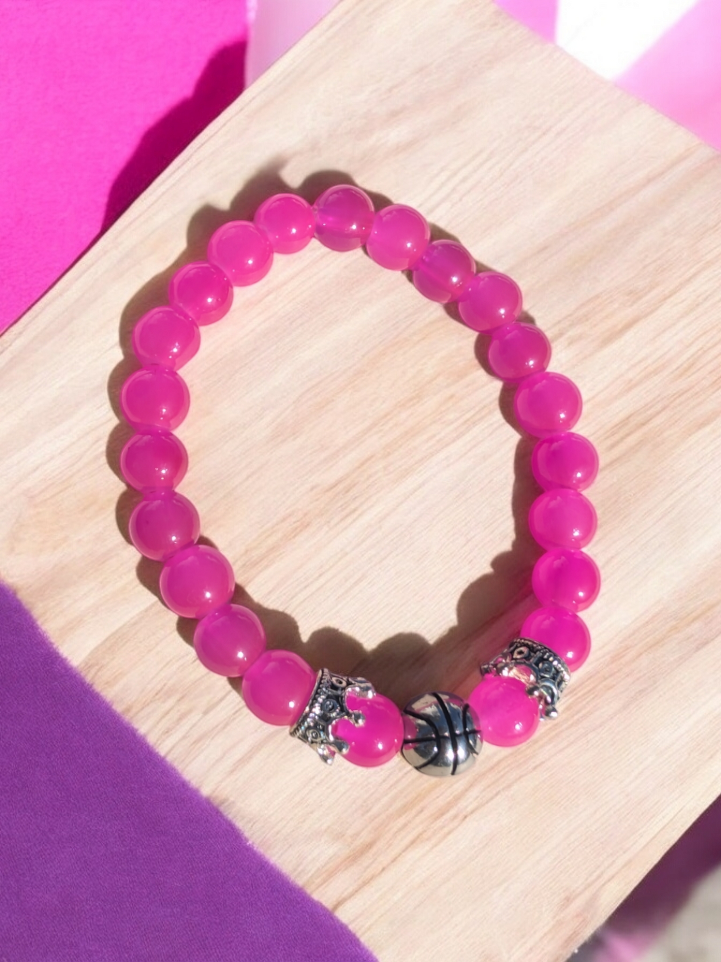 His & Hers Basketball Stone Bracelet (8mm)