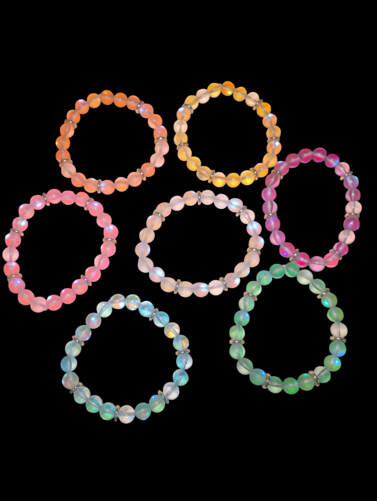 Synthetic Moonstone 18k Gold Spacer Stone Bracelets (8mm)