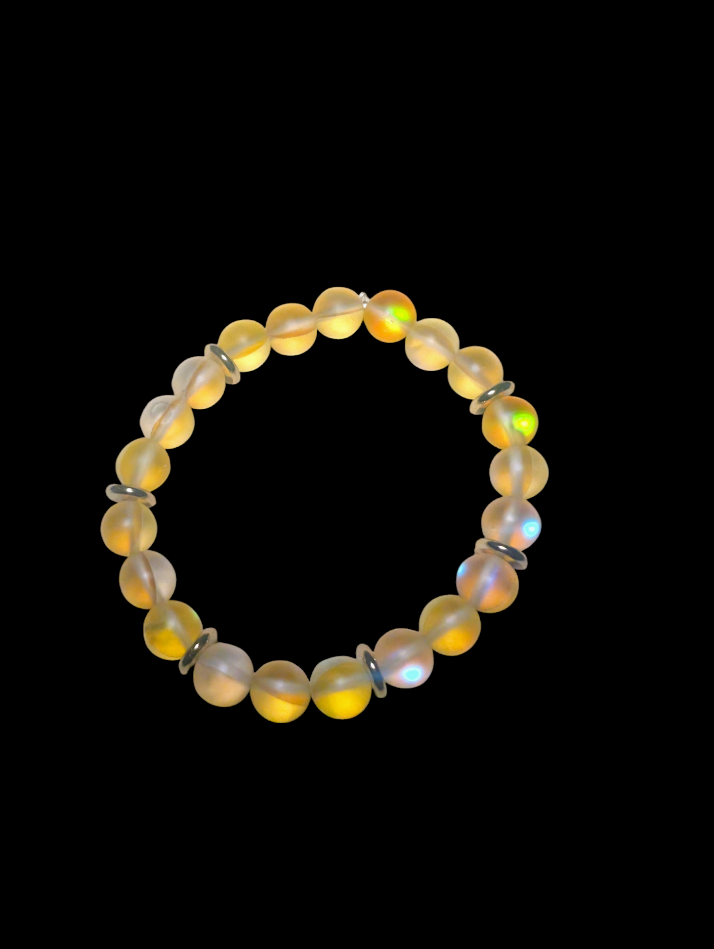 Synthetic Moonstone 18k Gold Spacer Stone Bracelets (8mm)