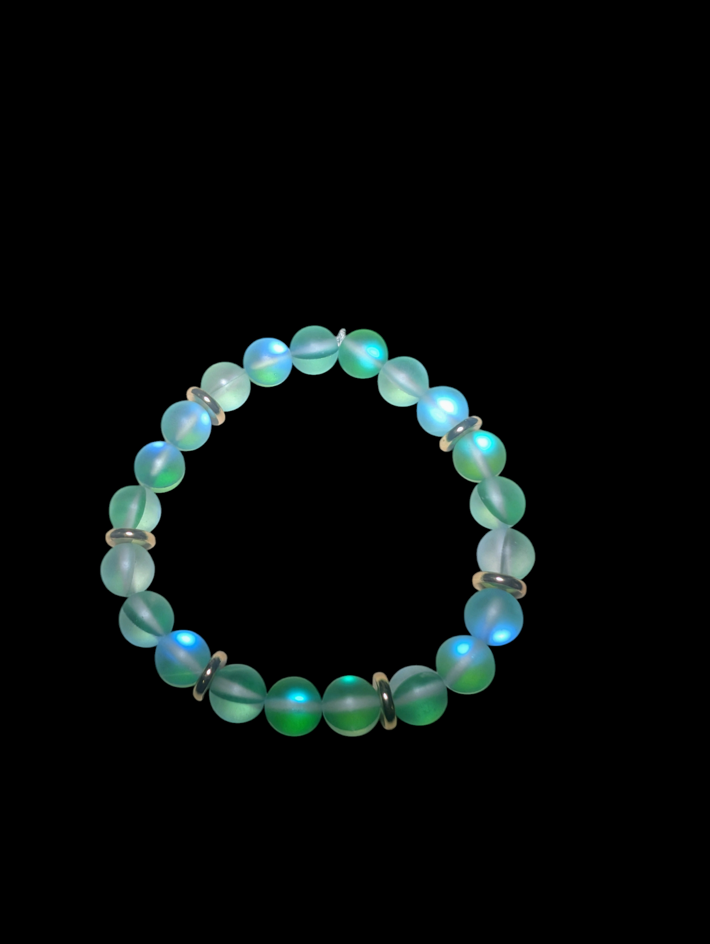 Synthetic Moonstone 18k Gold Spacer Stone Bracelets (8mm)