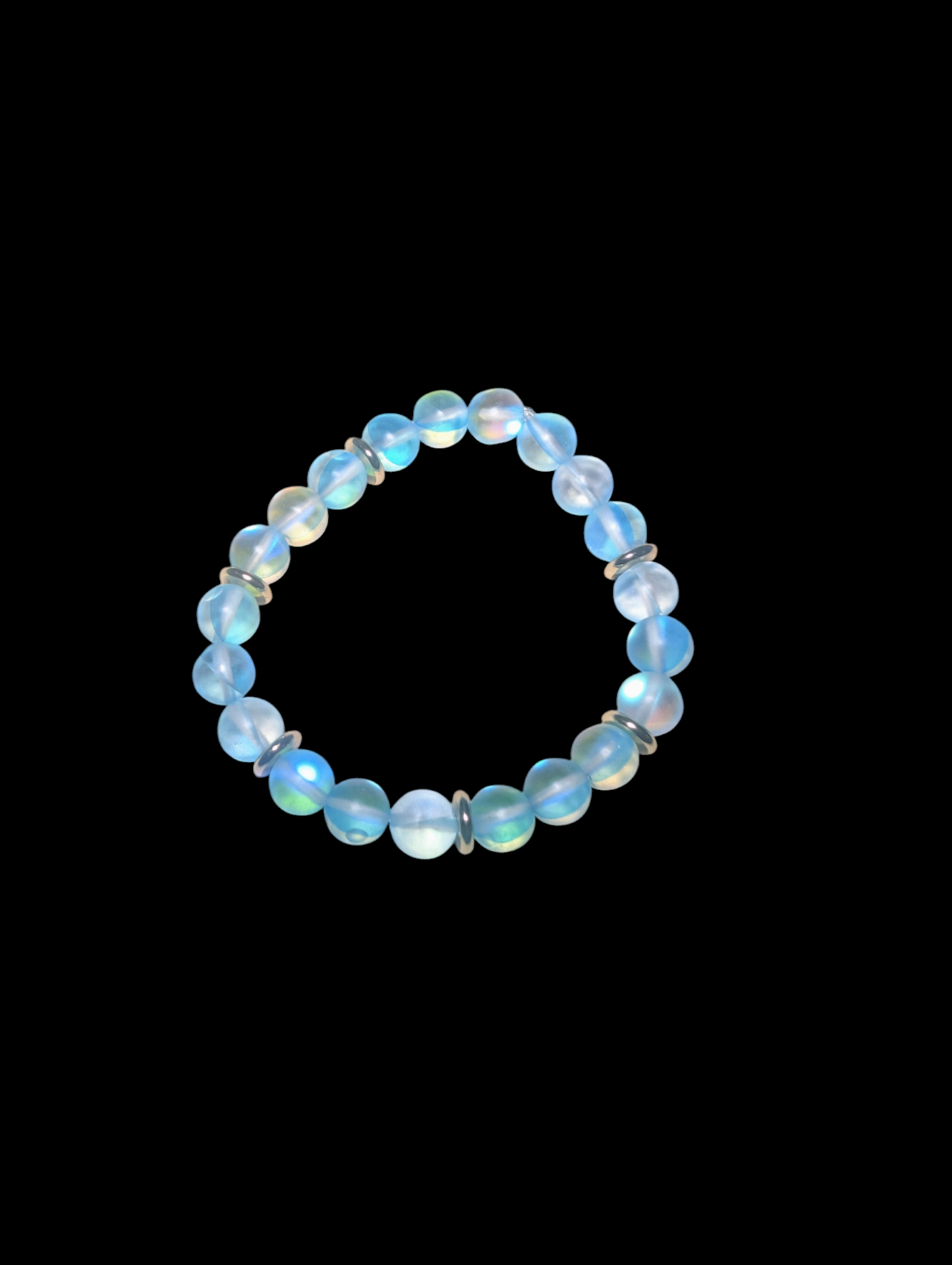 Synthetic Moonstone 18k Gold Spacer Stone Bracelets (8mm)