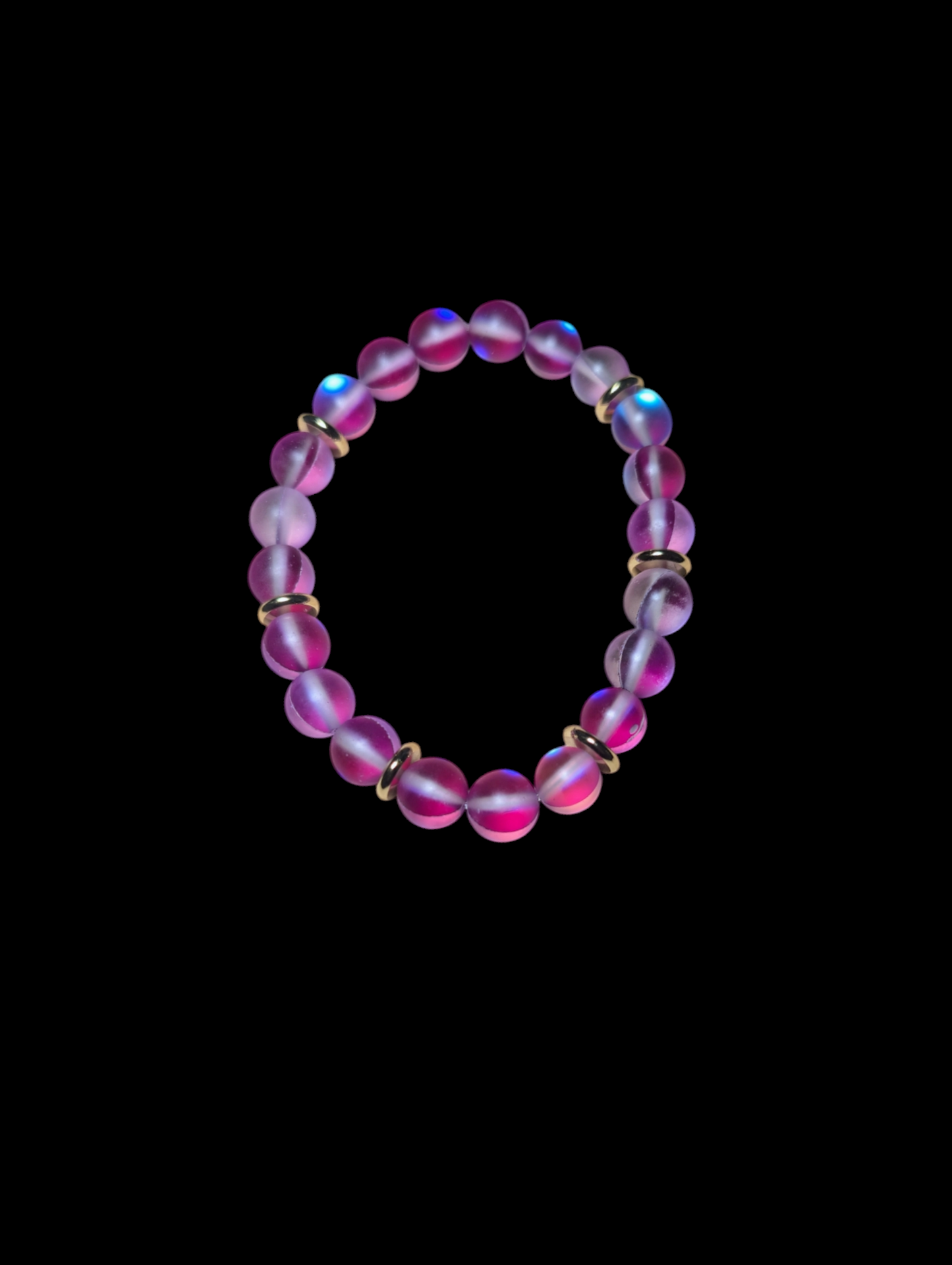 Synthetic Moonstone 18k Gold Spacer Stone Bracelets (8mm)