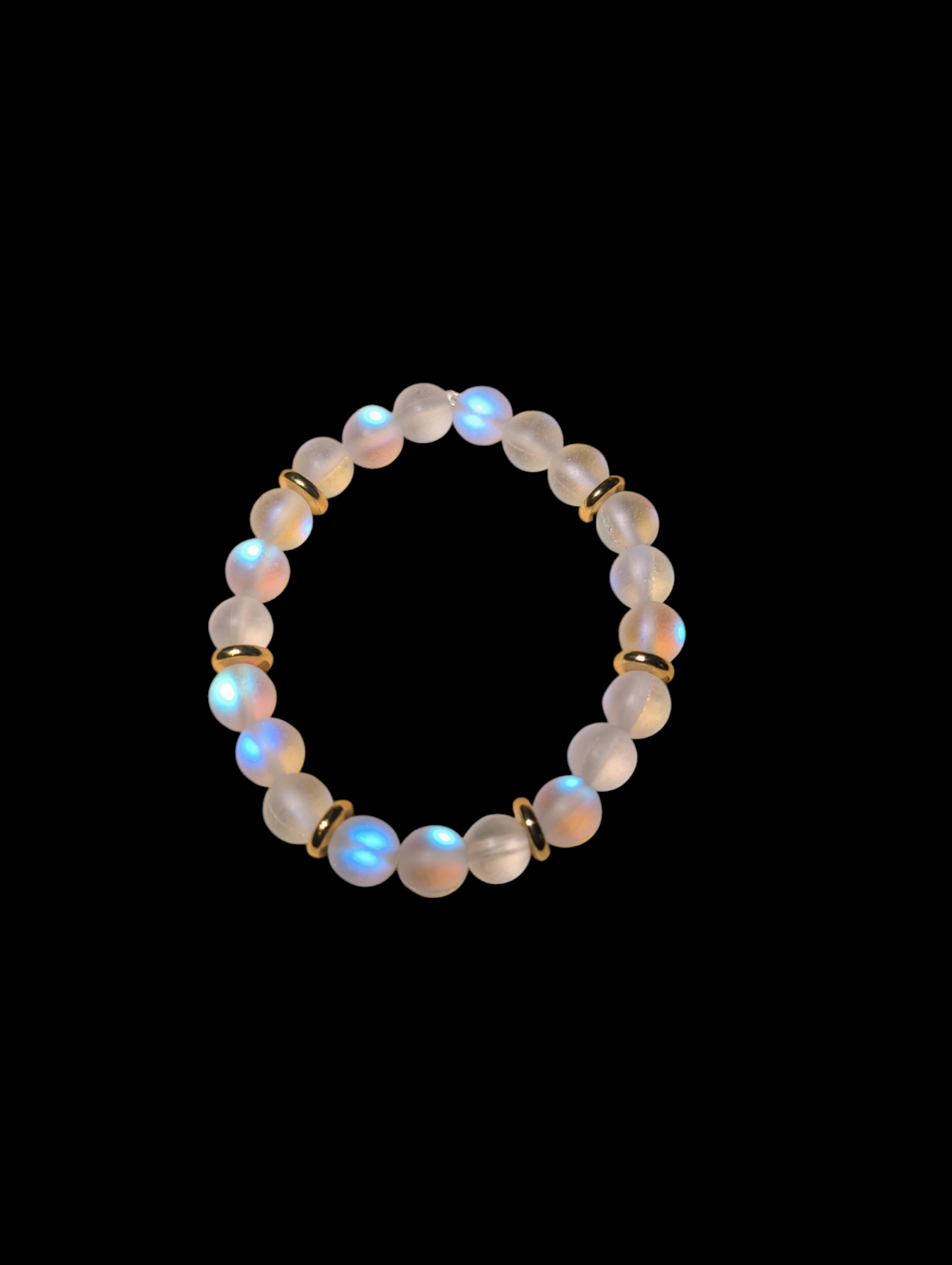 Synthetic Moonstone 18k Gold Spacer Stone Bracelets (8mm)