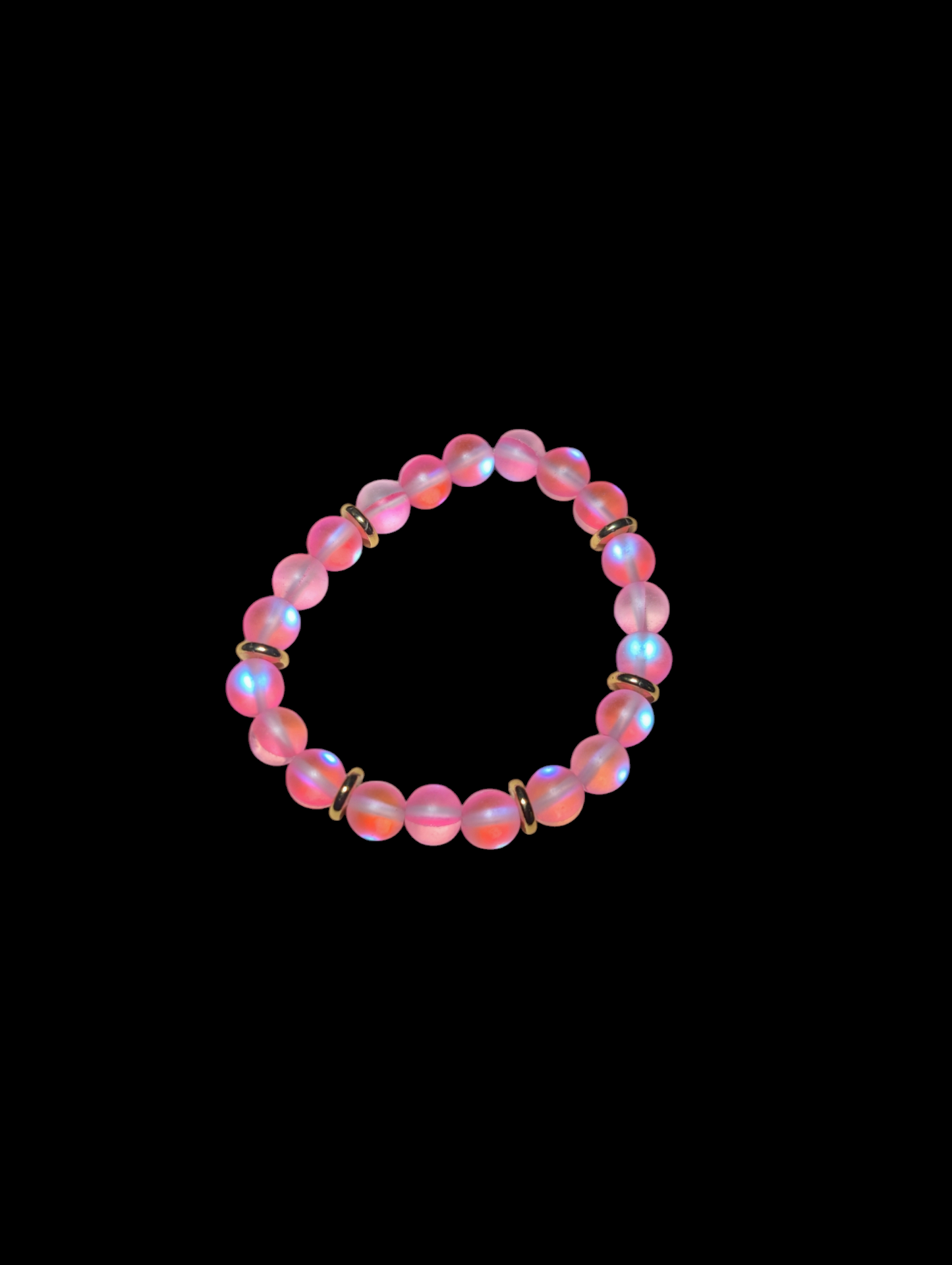 Synthetic Moonstone 18k Gold Spacer Stone Bracelets (8mm)