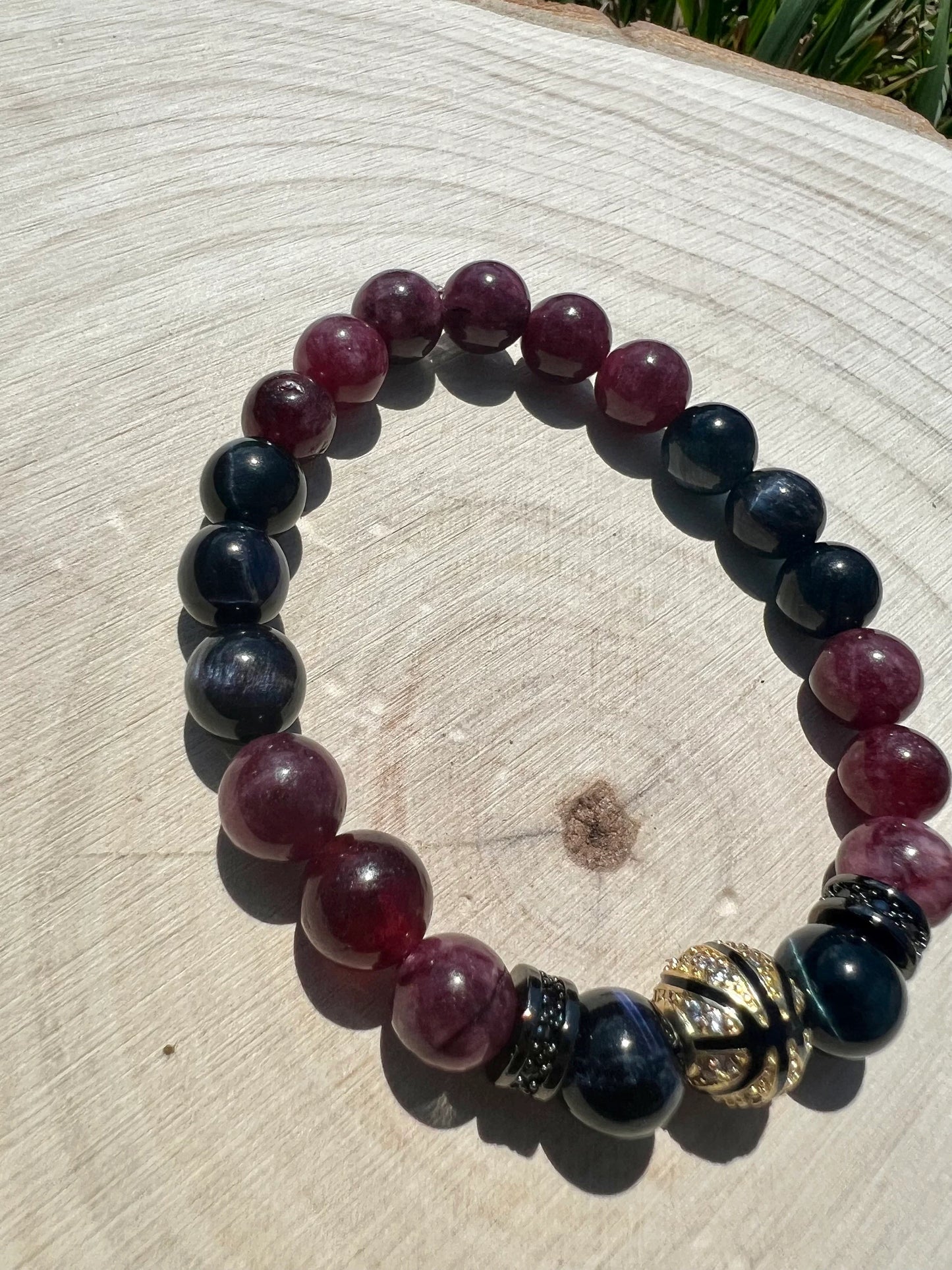 Red Garnet Bracelet w/ 10mm Basketball (8mm)