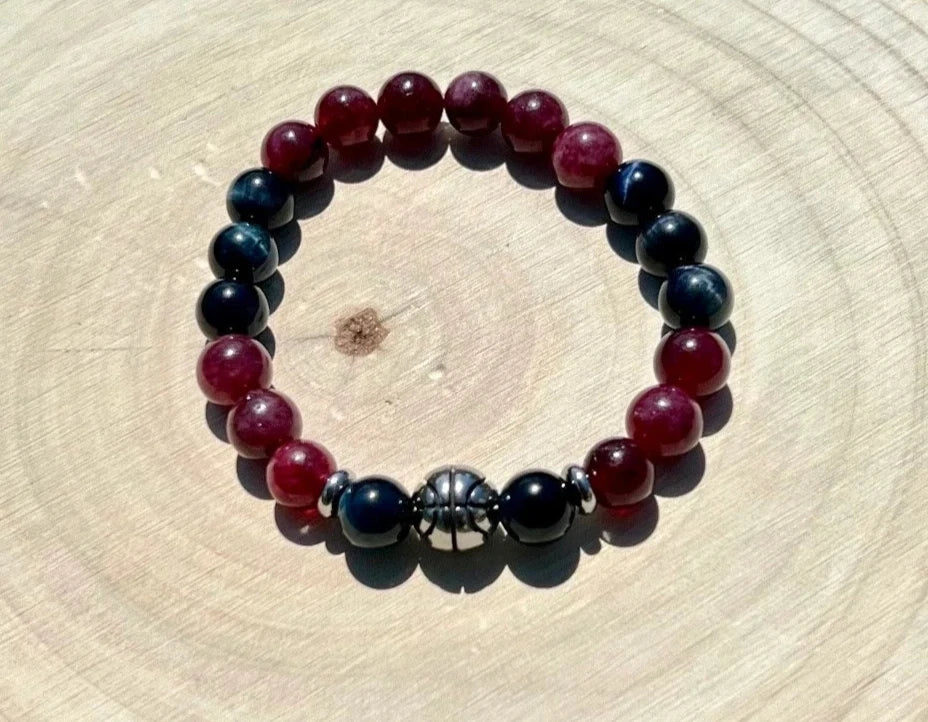 Red Garnet Bracelet w/ 10mm Basketball (8mm)