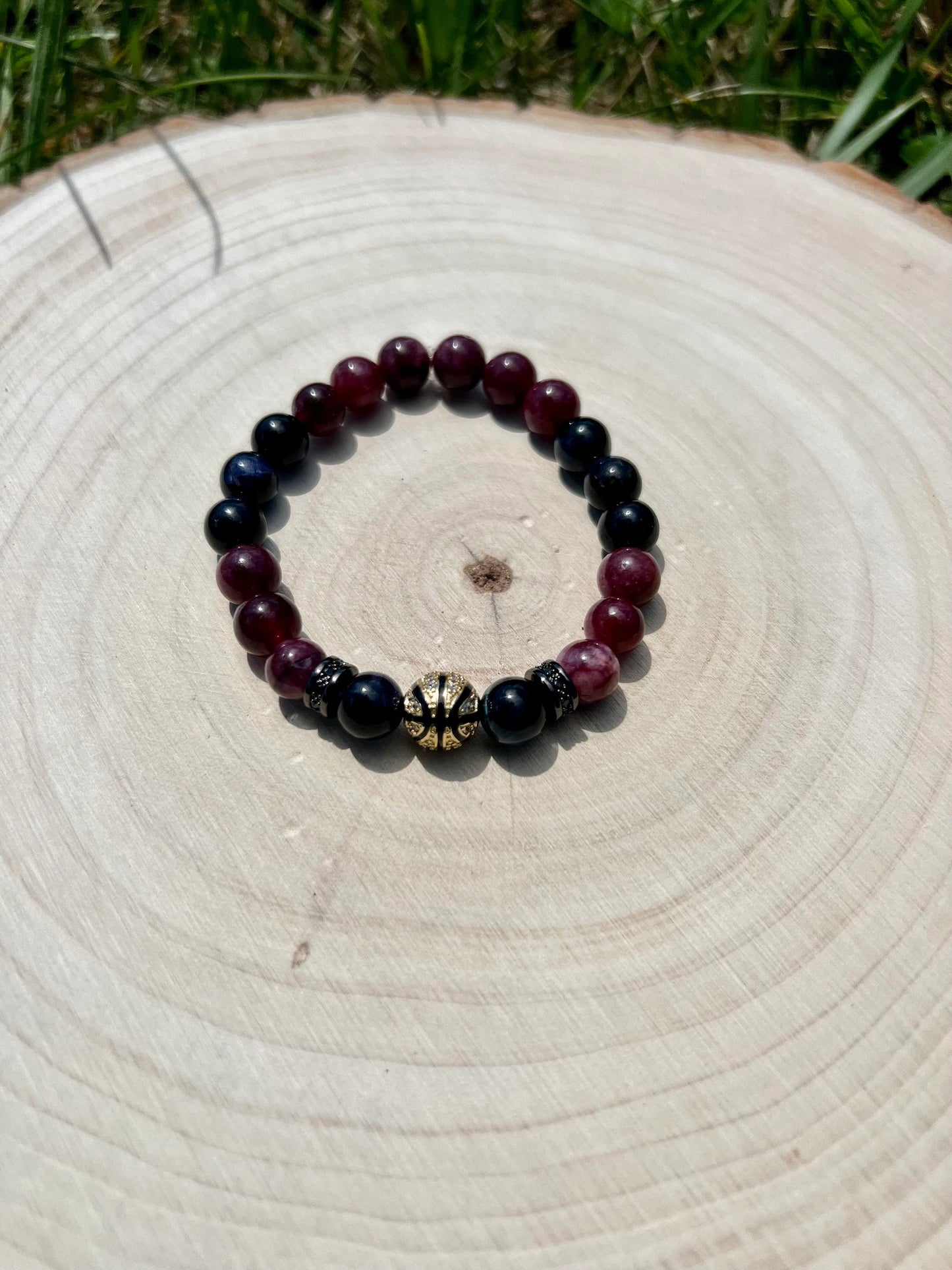 Red Garnet Bracelet w/ 10mm Basketball (8mm)