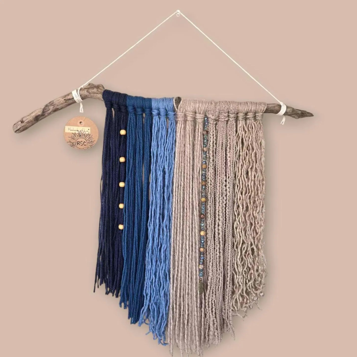 Blue/Tan Modern Style Wall Hanging 22" W 19" L