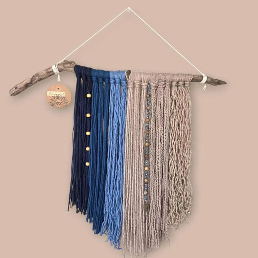 Blue/Tan Modern Style Wall Hanging 22" W 19" L