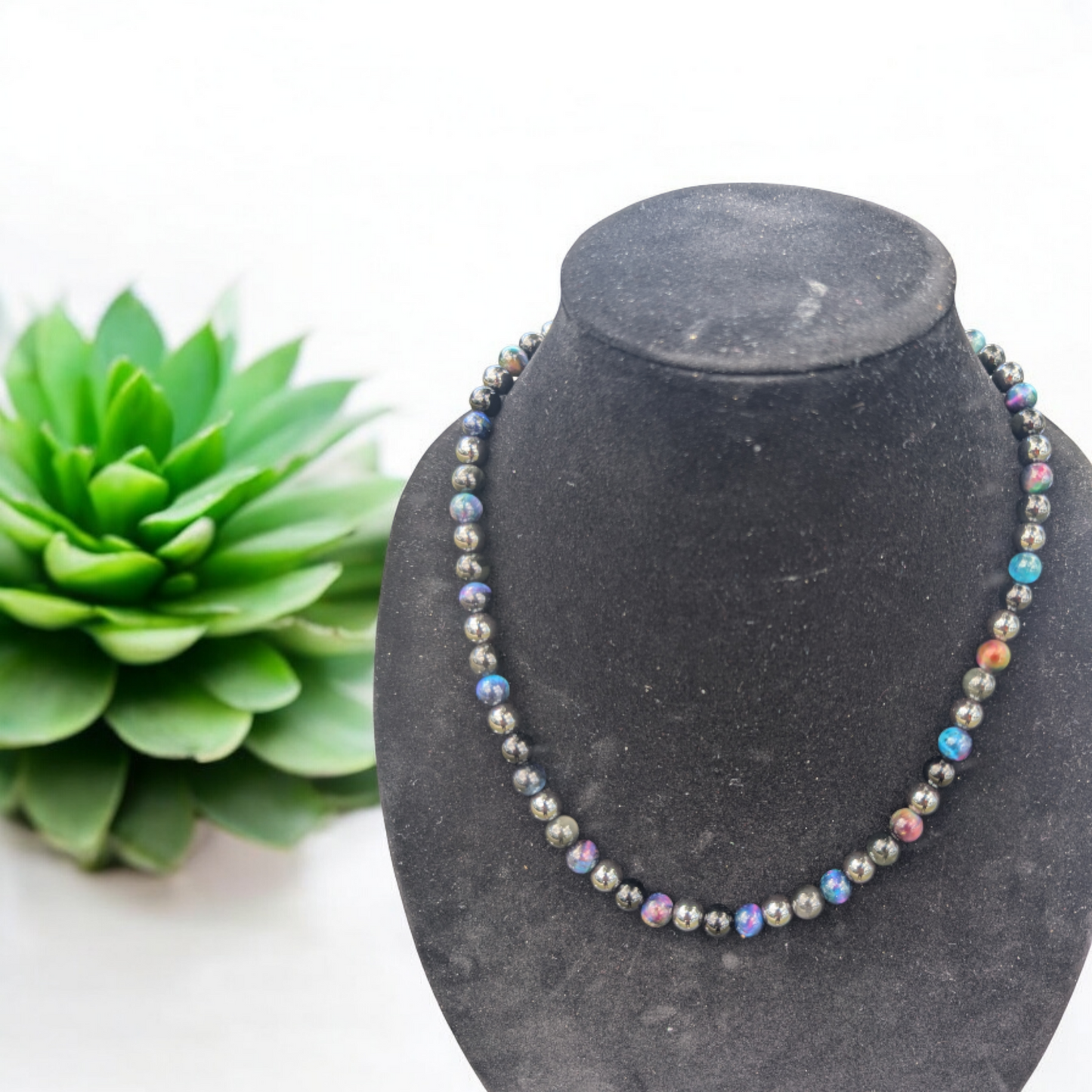 Triple Protection Tiger Eye, Hematite, Obsidian Stone Necklace (8mm)