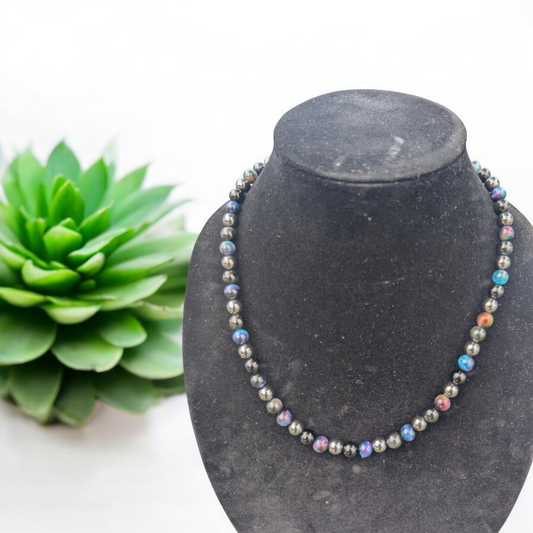 Triple Protection Tiger Eye, Hematite, Obsidian Stone Necklace (8mm)