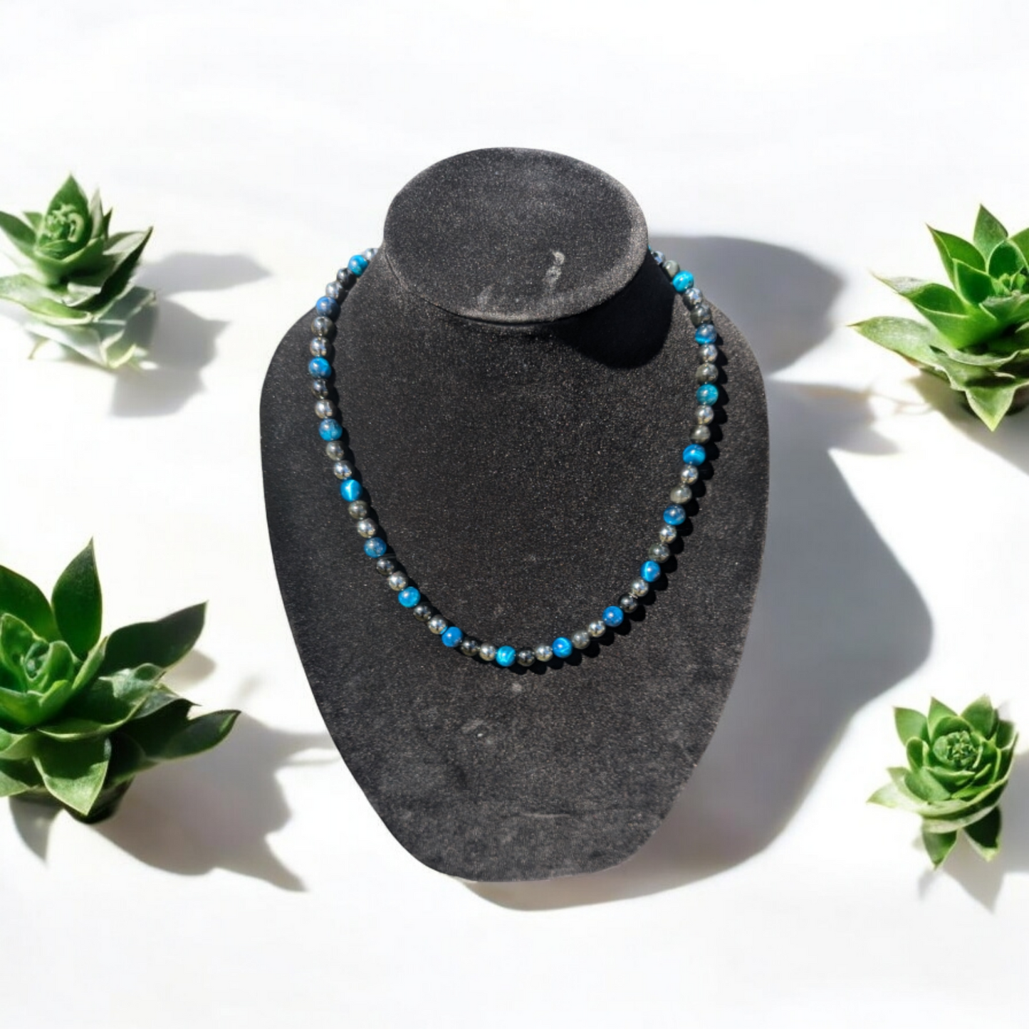 Triple Protection Tiger Eye, Hematite, Obsidian Stone Necklace (8mm)