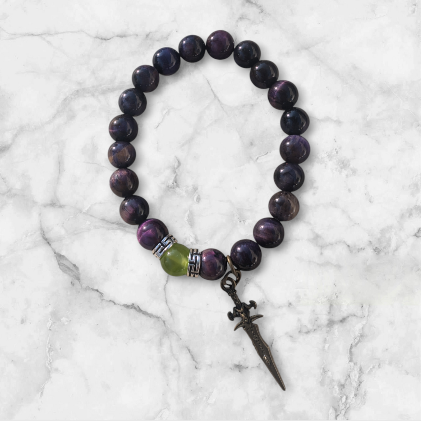 Bronzed Sword Tiger Eye Stone Bracelet (8mm)